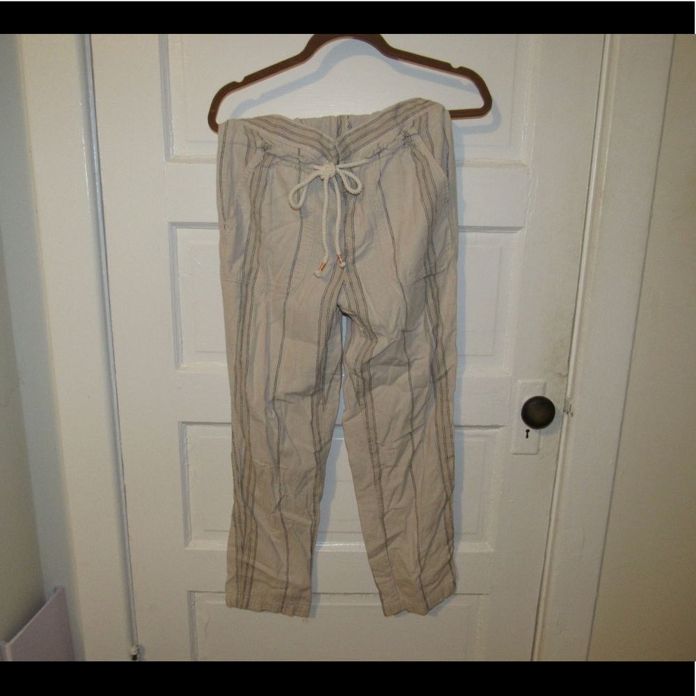 Anthropologie Linen Striped Pants